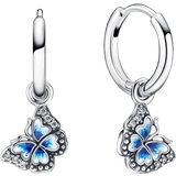 Earrings Pandora Butterfly Hoop Earrings - Silver/Blue/Transparent