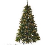 5ft pre lit christmas tree Homcom Pre-Lit Artificial Spruce Green/Brown Christmas Tree 150cm