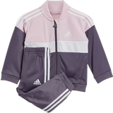 adidas Kid's Tiberio 3-Stripes Colorblock Shiny Tracksuit - Clear Pink/White/Shadow Violet
