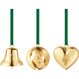 Georg Jensen Bell, Ball & Heart Gift Set Gold Christmas Tree Ornament 5.4cm 3pcs