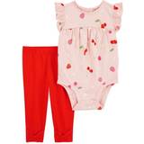 Other Sets Children's Clothing on sale Carter's Baby Girls 2-Piece Fruit Bodysuit Pant Set 12M Pink/Red