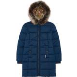 Down jackets - Hood with fur Barbour Girl's Rosoman Quilted Jacket - Navy/Woodland Fox