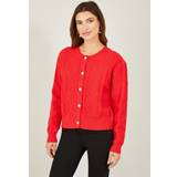 Red - Women Cardigans Yumi Cable Knit Cardigan, Red