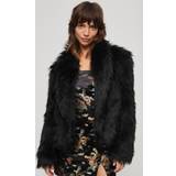 Superdry Women Coats Superdry Short Faux Fur Coat, Black