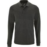 Viscose Polo Shirts Sols Mens Perfect Long Sleeve Pique Shirt Charcoal Marl