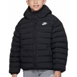 L - Winter jackets Nike Big Kid's Sportswear Lightweight Synthetic Fill Loose Hooded Jacket - Black/Black/White (FD2845-010)