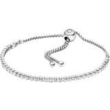 Adjustable Size Bracelets Pandora Sparkling Slider Tennis Bracelet - Silver/Transparent