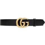 Accessories Gucci Leather Belt with Double G Buckle - Black Leather