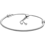 Adjustable Size Bracelets Pandora Moments Snake Chain Slider Bracelet - Silver/Transparent
