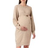 Polyester Maternity & Nursing Wear Mamalicious Knitted Maternity Dress Brown/Natural Melange (20017356)