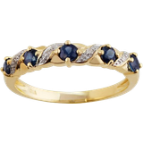 Gemondo Classic Art Nouveau Half Eternity Ring - Gold/Sapphire/Diamonds