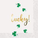 St. Patrick's Day Party Supplies Unique Party Lucky Foil St Patricks Day Disposable Napkins Pack of 16