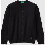 M Cardigans Children's Clothing United Colors of Benetton Crew Neck Cardigan In Blend, 2XL, Black, Kids