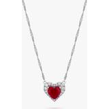 Zircon Jewellery Jon Richard Cubic Zirconia Heart Necklace, Silver/Red