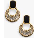 Zircon Jewellery Jon Richard Enamel And Cubic Zirconia Mini Earrings, Gold/Black