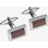Stainless Steel Cufflinks Unique Mens Stainless Steel and Brown-IP Oblong Cufflinks QC-209 Two Colour
