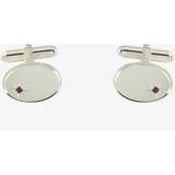 Silver Cufflinks Sterling Silver Oval Edged Ruby Toggle Cufflinks LH45 T/R Red