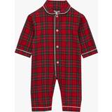 Red Night Garments Trotters Baby Cosy Brushed Cotton Tartan Sleepsuit, Red/Multi