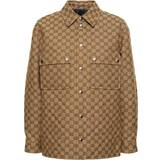 Gucci Outerwear Gucci Womens Camel Ebony Mix Monogram-patterned Padded Cotton-blend Shirt