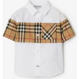 Elastane Shirts Children's Clothing Burberry White Devon Check-panel Regular-fit Stretch-cotton Shirt 6-24 Month Years