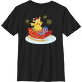 Nintendo T-shirts Nintendo Boy Pokemon Christmas Pikachu Sleigh Graphic Tee Black