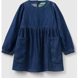 Blue Dresses United Colors of Benetton Denim Dress With Pockets, 3XL, Light Blue, Kids