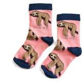 Pink Socks Children's Clothing Save the Sloths Bamboo Socks for Kids Age 9-12yrs Kids 12-3