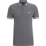 Men Polo Shirts Hugo Boss Paddy Polo Shirt with Contrast Logo - Grey