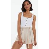 White - Women Jumpsuits & Overalls Quiz Womens Cream Button Front Playsuit Stone