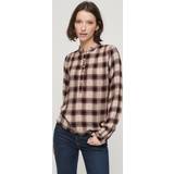 Superdry Blouses Superdry Western Check Ruffle Collar Blouse, Multi