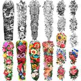 Body Makeup Full Arm Waterproof Temporary Tattoos 8 Sheets and Half Arm Shoulder Tattoo 10 Sheets, Extra Large LastingTattoo Stickers for Men and Women 58X18cm