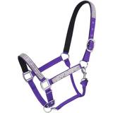Silver Halters & Lead Ropes Tough-1 Adjustable Crystal Overlay Nylon Halter Purple