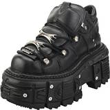 New Rock Shoes New Rock Unisex Metallic Black Leather Gothic Boots- M-TANK106-C2