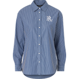 Lauren Ralph Lauren Women Shirts Lauren Ralph Lauren Striped Cotton Broadcloth Shirt Kotta Shirt Navy Blue White Pinstripe Stripe Cotton Top XL, ISAILWHT