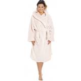 Camille Robes Camille Womens Soft Fleece Pink Hooded Dressing Gown