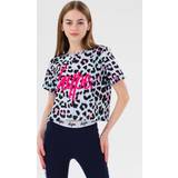 Leopard Tops Children's Clothing Hype girls blue leopard script crop t-shirt
