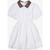 Red Dresses Burberry Kids White Check Collar Dress WHITE 8Y