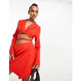 Kaiia wrap waist mini blazer dress in red10