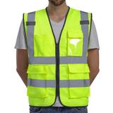 3XL Work Vests Dib Safety Vest Reflective ANSI Class High Visibility Vest with Pockets and Zipper Construction Work Vest Hi Vis Yellow