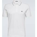 C.P. Company Tops C.P. Company Mens Stretch Piquet Slim Striped Polo Shirt in White Cotton