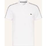 Lacoste Women Polo Shirts Lacoste Taped Logo Polo T Shirt White