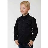 Black Shirts Children's Clothing Roper Solid Poplin Button Western Shirt Boys Black Black
