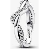Transparent Jewellery Pandora Sparkling Intertwined Wave Ring - Silver/Transparent
