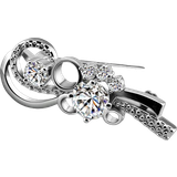 Silver Brooches Charm Brooch - Silver/Transparent