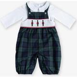 Spandex Jumpsuits Trotters Navy Tartan My First Christmas Soldier-embroidered Stretch-cotton Dungarees 0-9 Months 6-9 Months