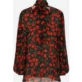 Silk Clothing Dolce & Gabbana Chiffon pussy-bow blouse ciliegie_fdo_nero