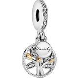 Women Jewellery Pandora Sparkling Family Tree Dangle Charm - Silver/Gold/Transparent