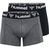 Hummel Men's Underwear Hummel Herren HMLMARS 2PACK Boxers, Black/Dark Grey Melange