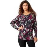 Red Blouses Roman Aztec Print Tunic Stretch Top in Bordeaux