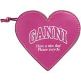Pink Wallets & Key Holders Ganni Funny Heart Zip Coin Purse Shocking Pink Shocking